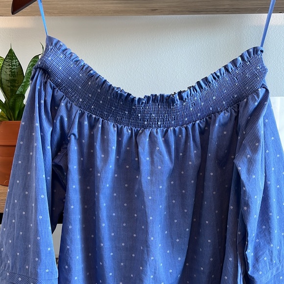 Maette "Gemma" Off The Shoulder Smocked Woven Blouse Top, M - Picture 3 of 11